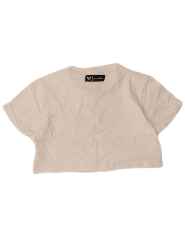 Damska koszulka Adidas Crop Graphic Top UK 6 XS Biała bawełna
