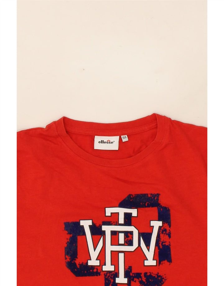 ELLESSE Boys Graphic T-Shirt Top 13-14 Years Red Vintage Ellesse and Second-Hand Ellesse from Messina Hembry 