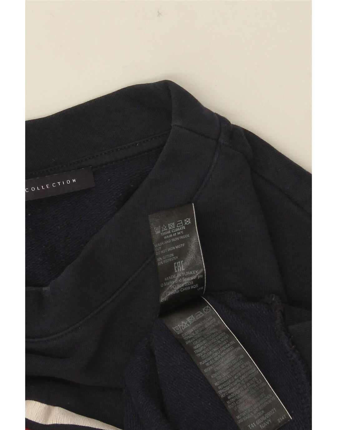 Marks & Spencer Damen Grafik-Sweatshirtpullover UK 14 Medium Marineblau