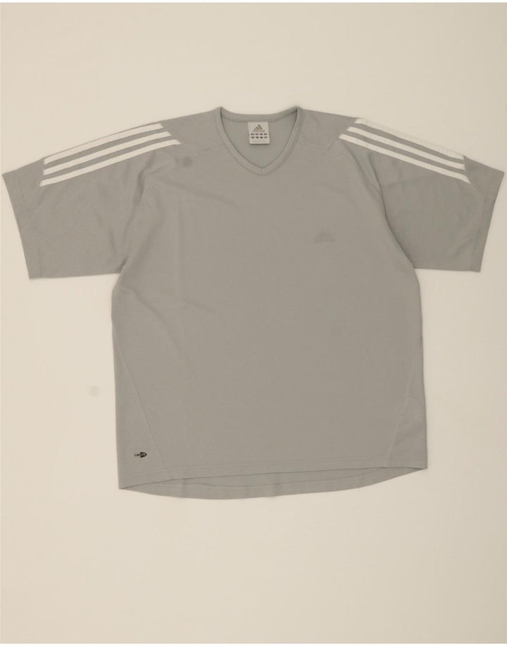 ADIDAS Mens T-Shirt Top UK 44/46 Large Grey Polyester Vintage Adidas and Second-Hand Adidas from Messina Hembry 