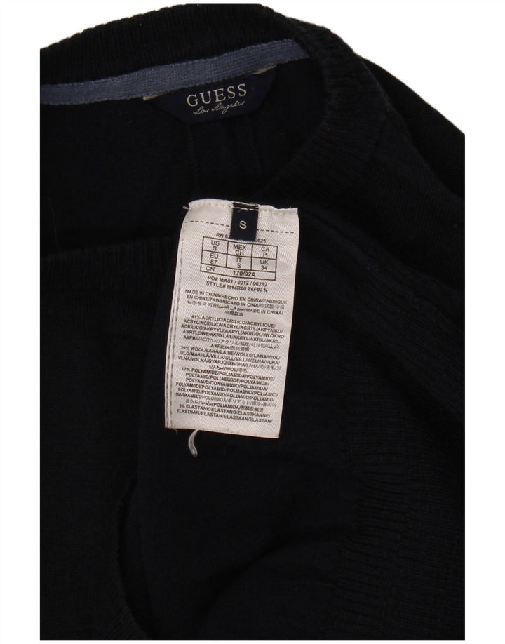 GUESS Mens Crew Neck Jumper Sweater Small Navy Blue Acrylic