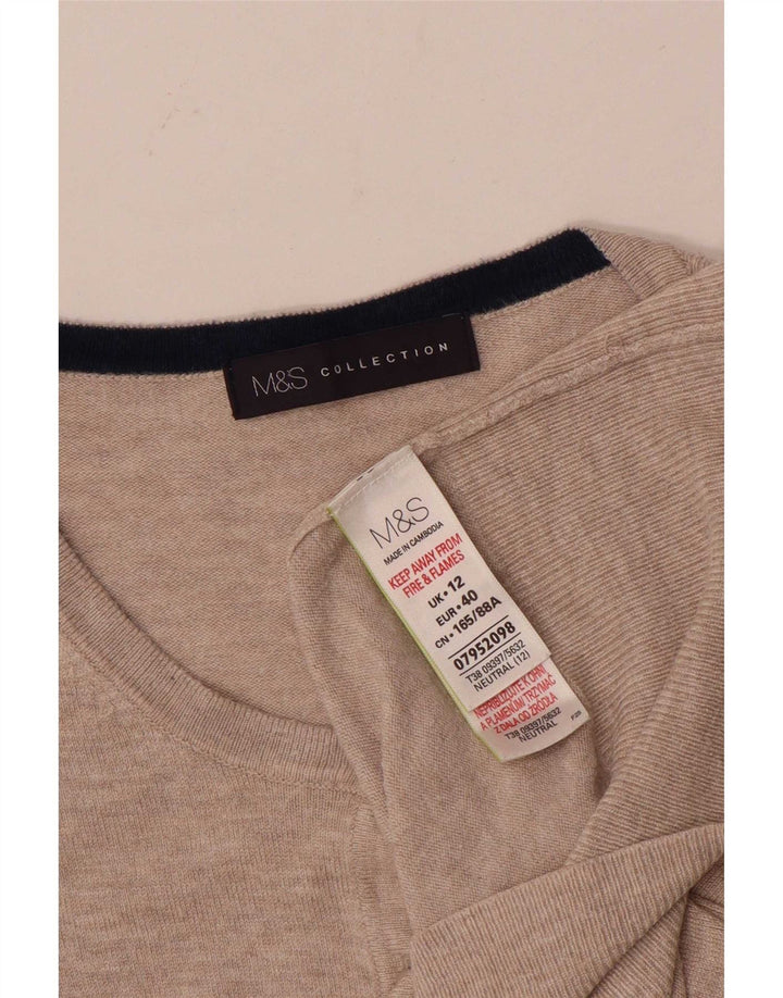 Marks & Spencer Womens Cardigan Sweater UK 12 Medium Beige Viscose