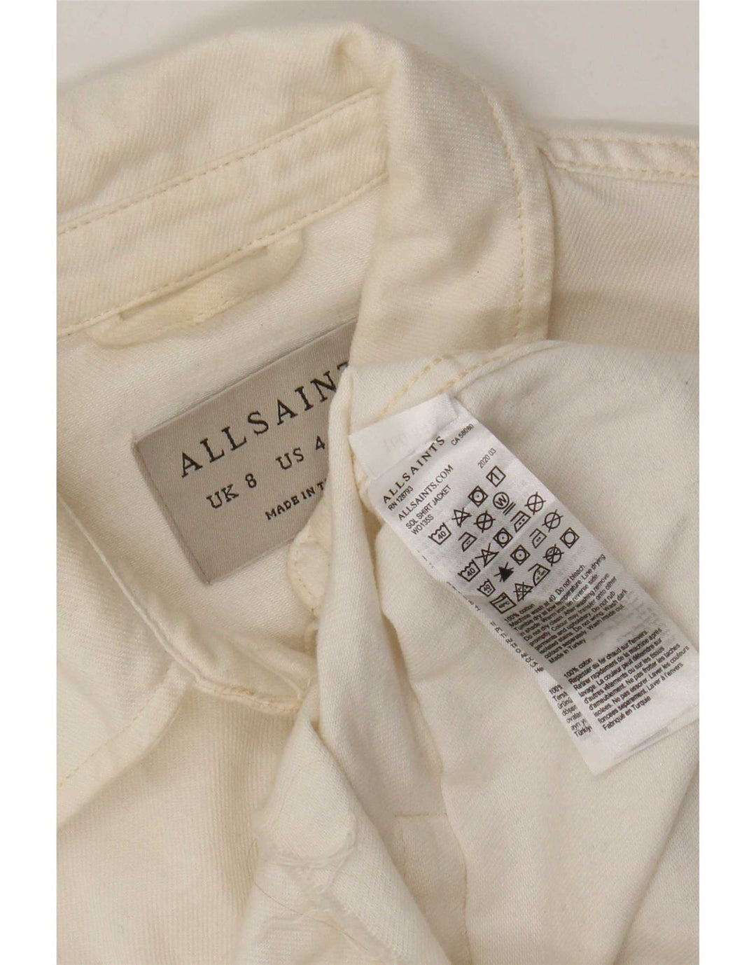 All Saints Womens Oversized Denim Shirt UK 8 Small White Cotton