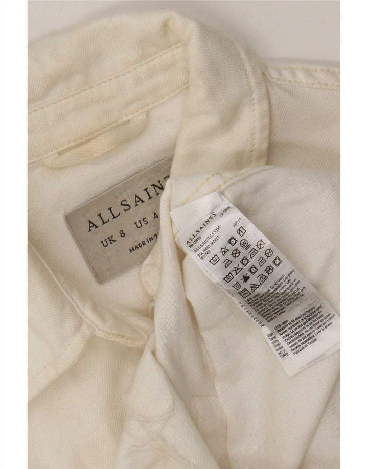 All Saints Womens Oversized Denim Shirt UK 8 Small White Cotton