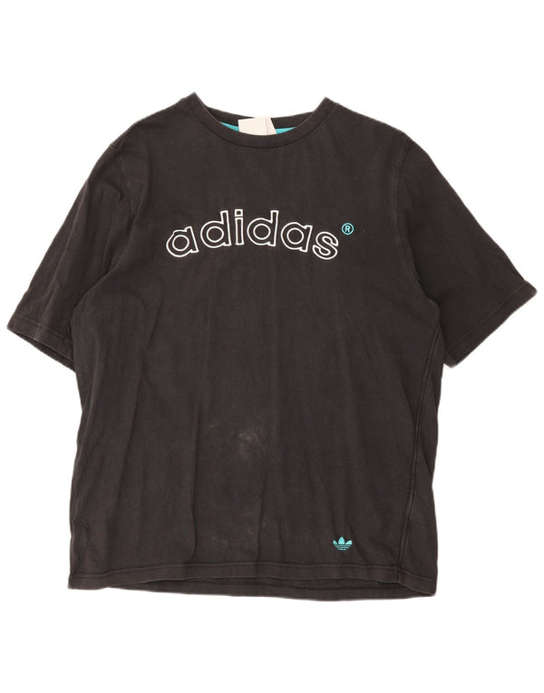 Adidas Mens Graphic T-Shirt Top Medium Black Cotton