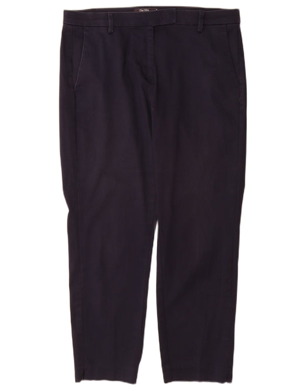 Marks & Spencer Womens Straight Suit Trousers UK 14 Large W34 L28 Navy Blue