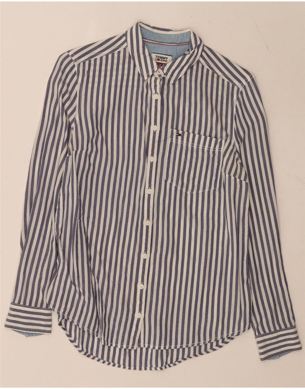 Tommy Hilfiger Damenhemd UK 10 Small Blauer Nadelstreifen