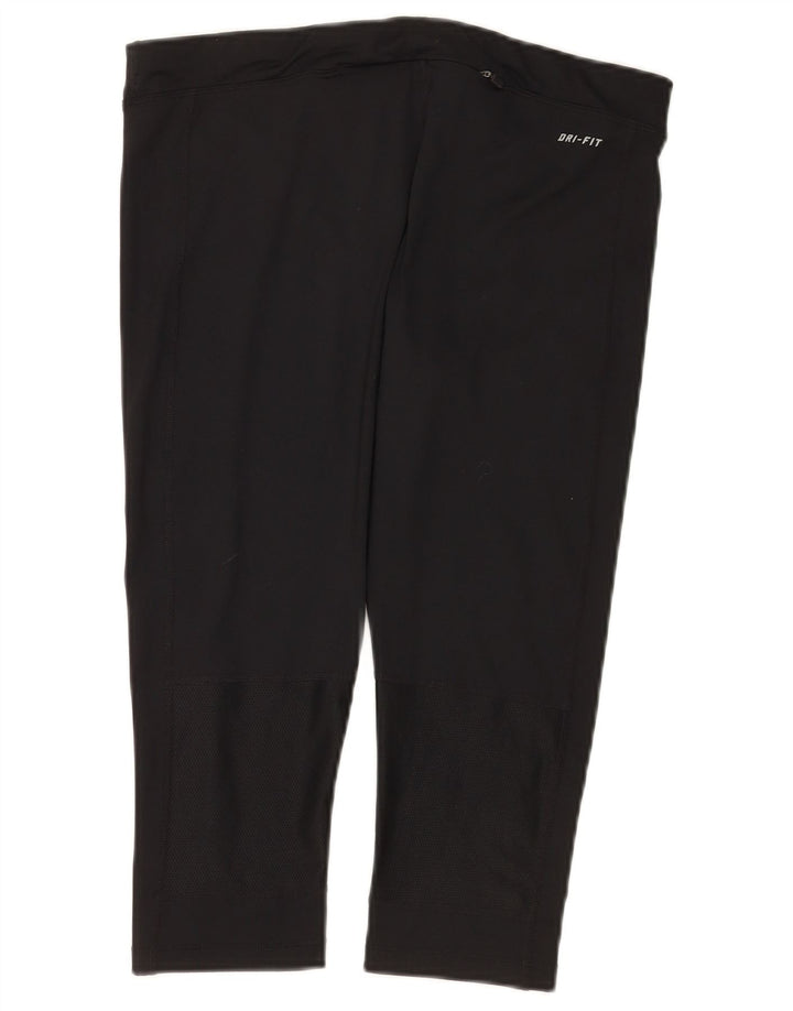 Nike Womens Dri Fit Capri Leggings UK 14 Large  Black Polyester