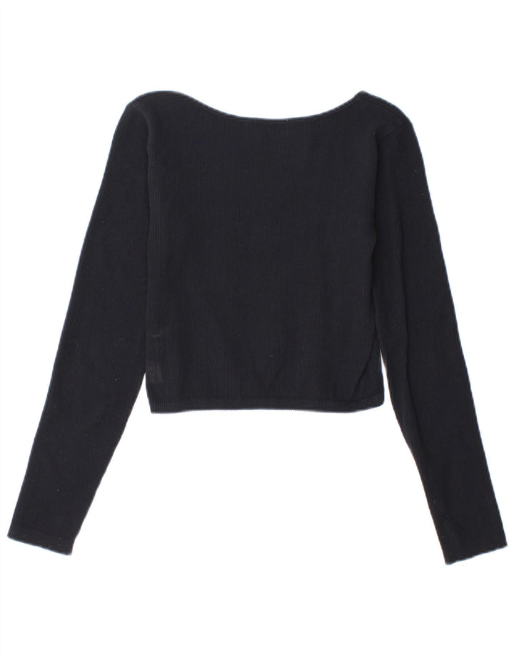 ZARA Womens Crop Top Long Sleeve UK 14 Large Black