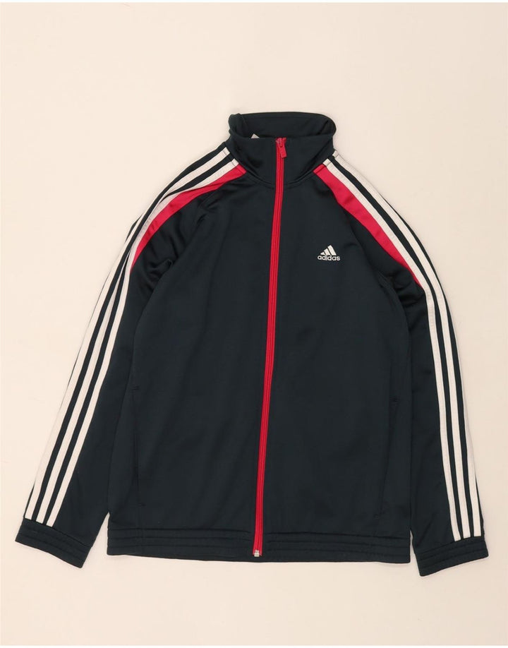 ADIDAS Girls Tracksuit Top Jacket 13-14 Years Navy Blue Polyester Vintage Adidas and Second-Hand Adidas from Messina Hembry 