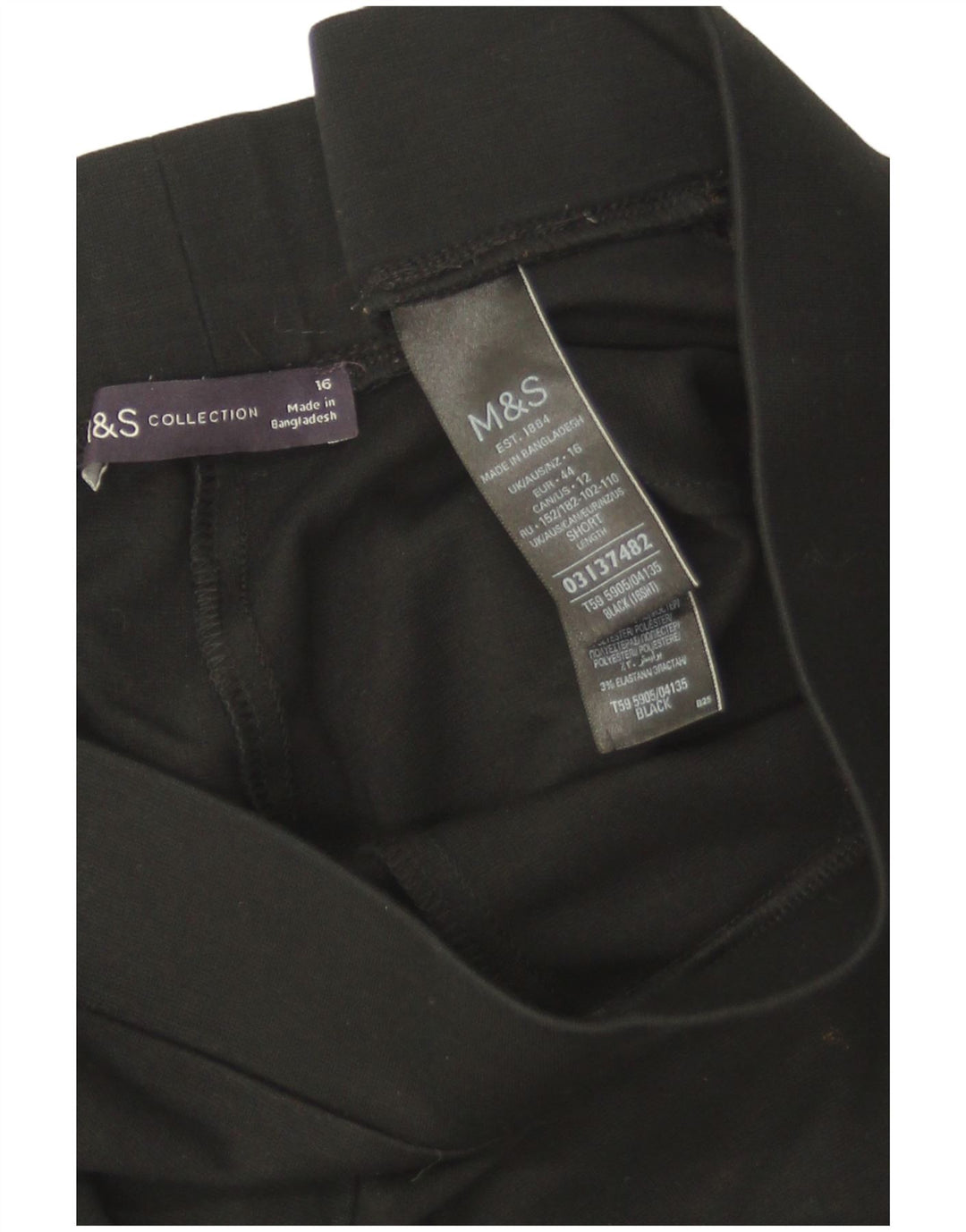 Marks & Spencer Womens Crop Leggings UK 16 Large Black Viscose