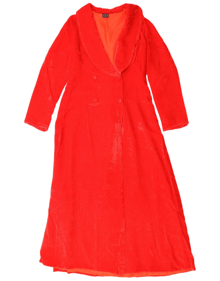 Vintage Womens Velour Double Breasted Coat UK 12 Medium Red