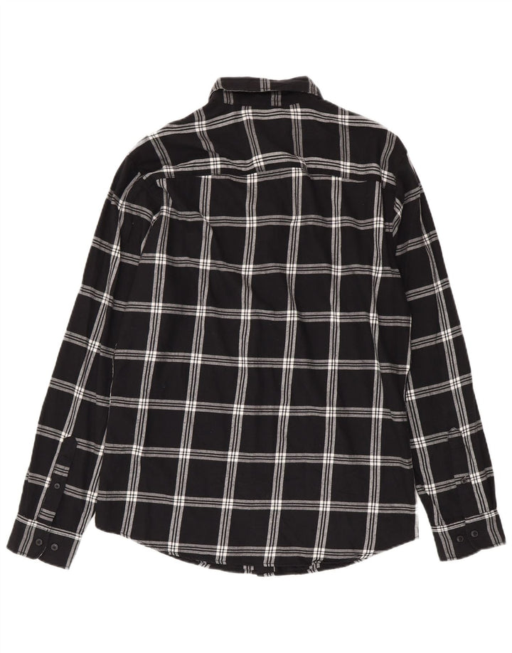Jack & Jones Mens Flannel Shirt Large Black Check Cotton