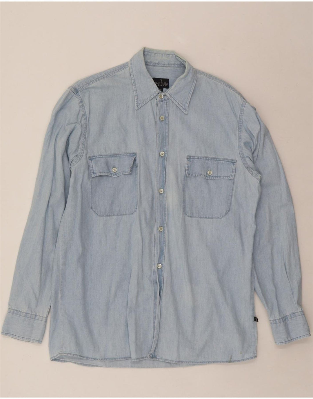 TRUSSARDI JEANS Mens Denim Shirt Medium Blue Cotton Vintage Trussardi Jeans and Second-Hand Trussardi Jeans from Messina Hembry 