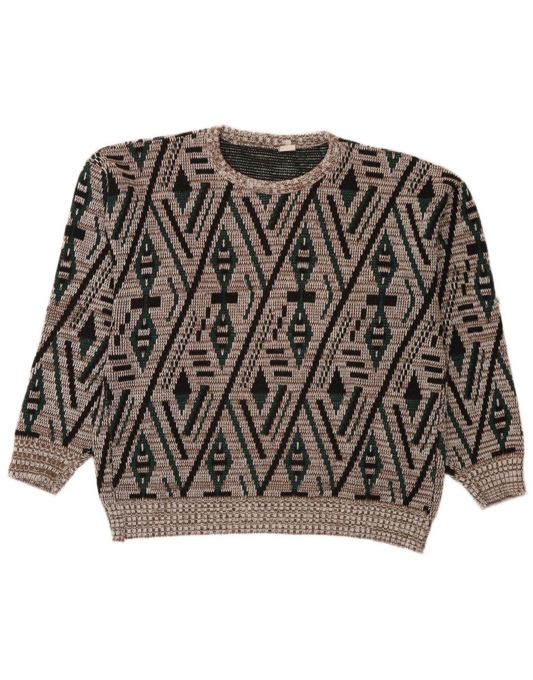 Vintage Mens Crew Neck Jumper Sweater IT 52 Large Multicoloured Geometric