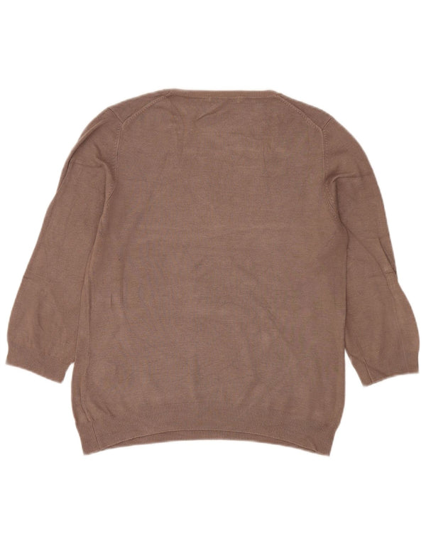 Marks & Spencer Suéter tipo jersey con cuello en V y manga 3/4 para mujer UK 44 Medium Beige