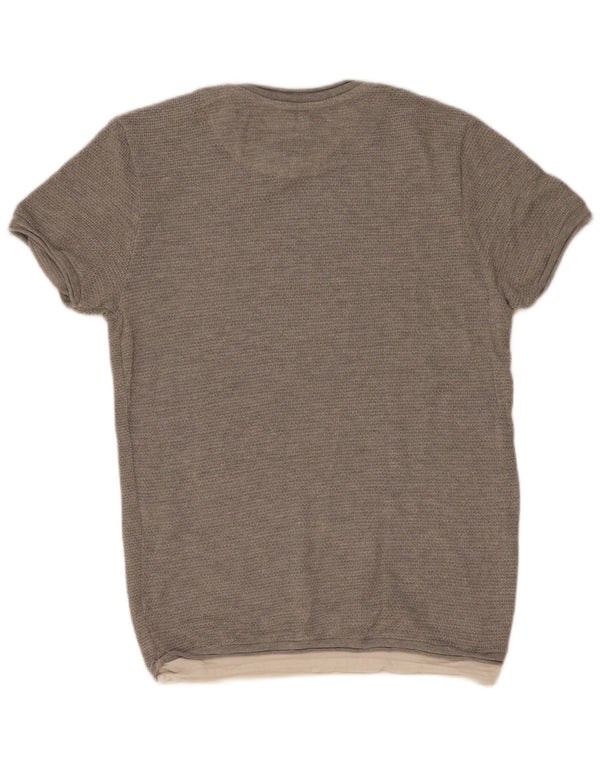 Zara Mens T-Shirt Top Medium Grey Cotton
