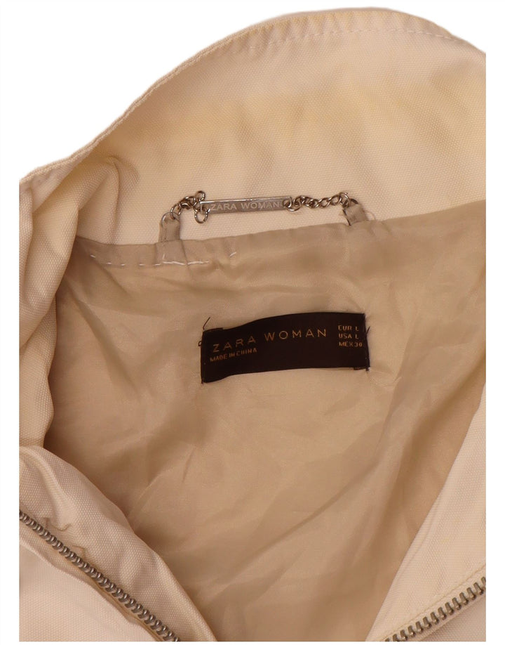 Zara Damen Utility-Jacke UK 16 Large Off White Nylon