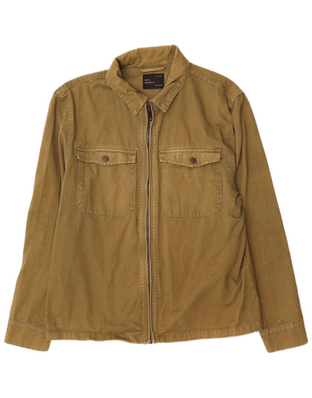 Zara Mens Bomber Jacket UK 42 XL Green Cotton