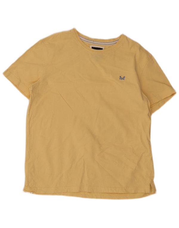 Crew Clothing Mens T-Shirt Top Large Yellow Cotton