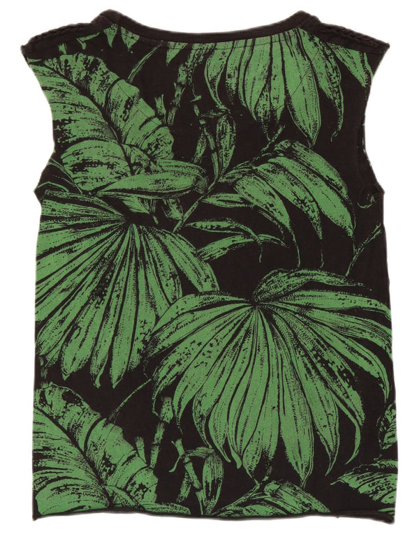 Desigual Womens Graphic Vest Top UK 10 Small Black Floral
