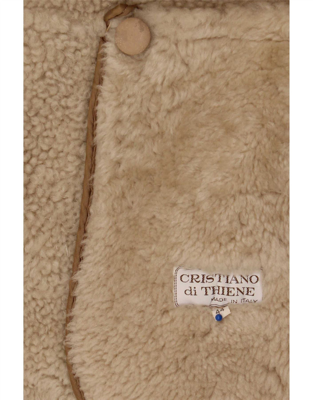 Cristiano Di Thiene Womens Shearling Coat IT 44 Medium Beige