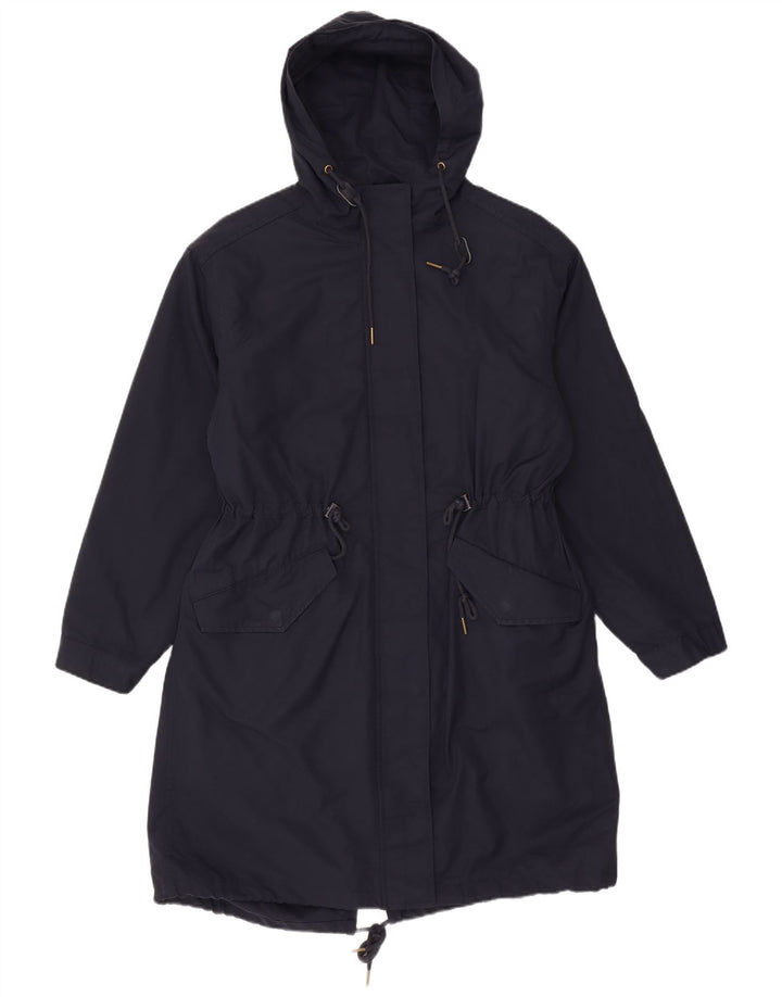 Marks & Spencer Womens Hooded Parka Jacket UK 12 Medium Navy Blue Polyester