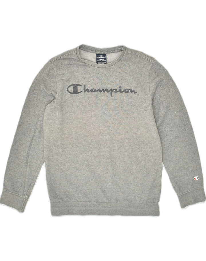 CHAMPION Boys Graphic Sweatshirt Jumper 11-12 Years Large Grey Cotton | Vintage Champion | Thrift | Second-Hand Champion | Used Clothing | Messina Hembry 