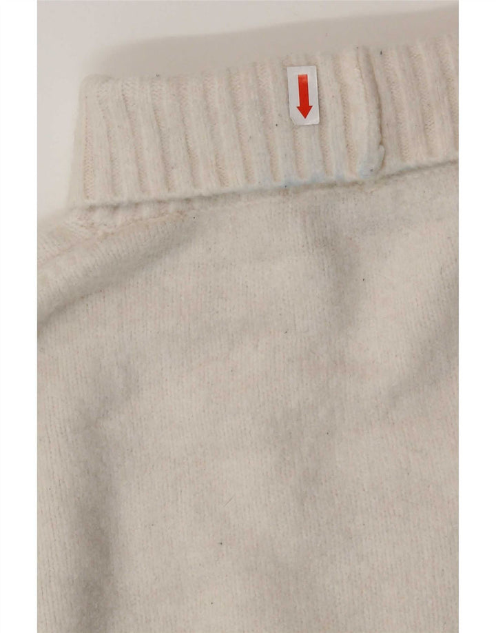Zara Womens Oversized Roll Neck Jumper Sweater UK 10 Small White Acrylic