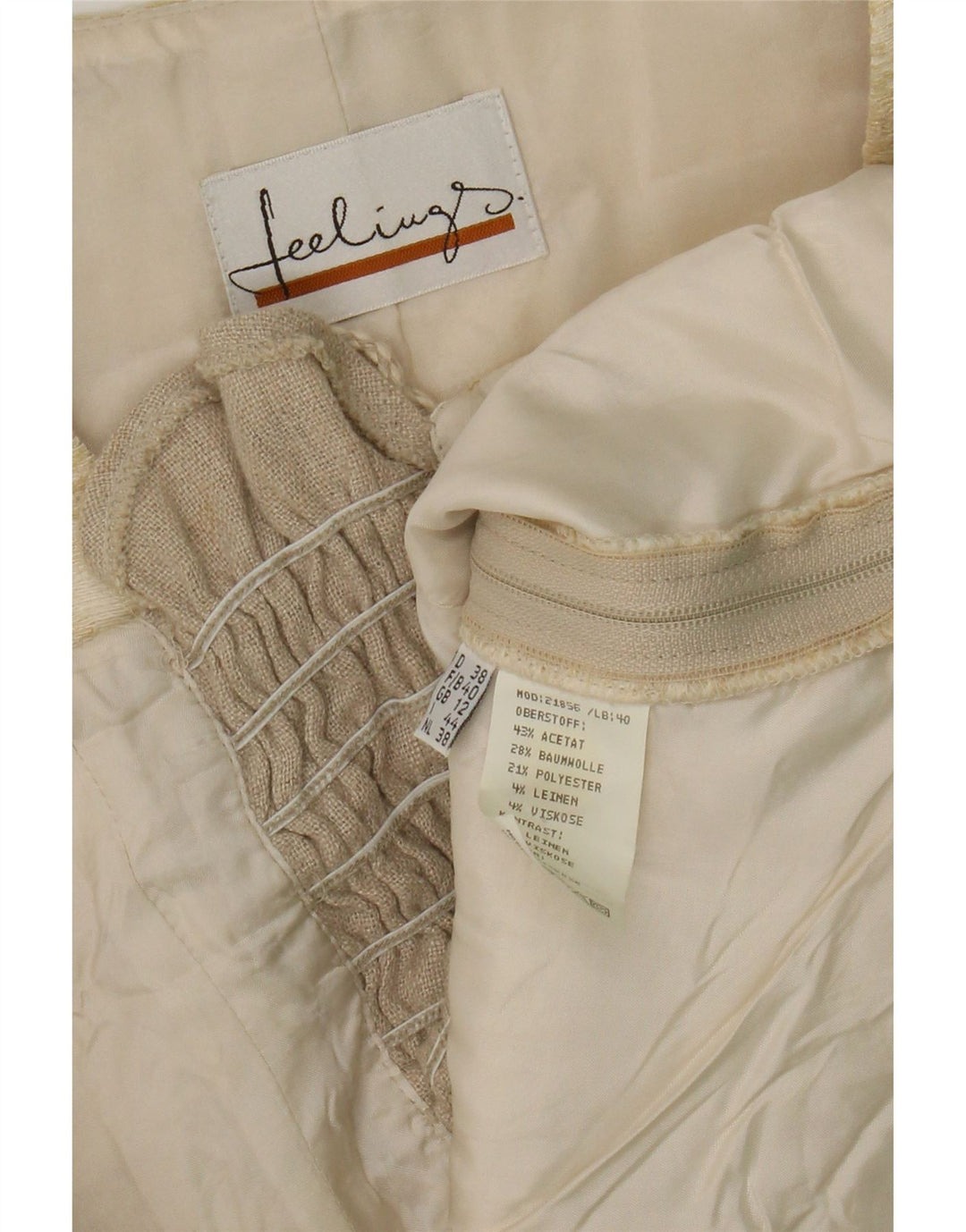 Vintage Womens Crop Top UK 12 Medium  Beige Striped Acetate