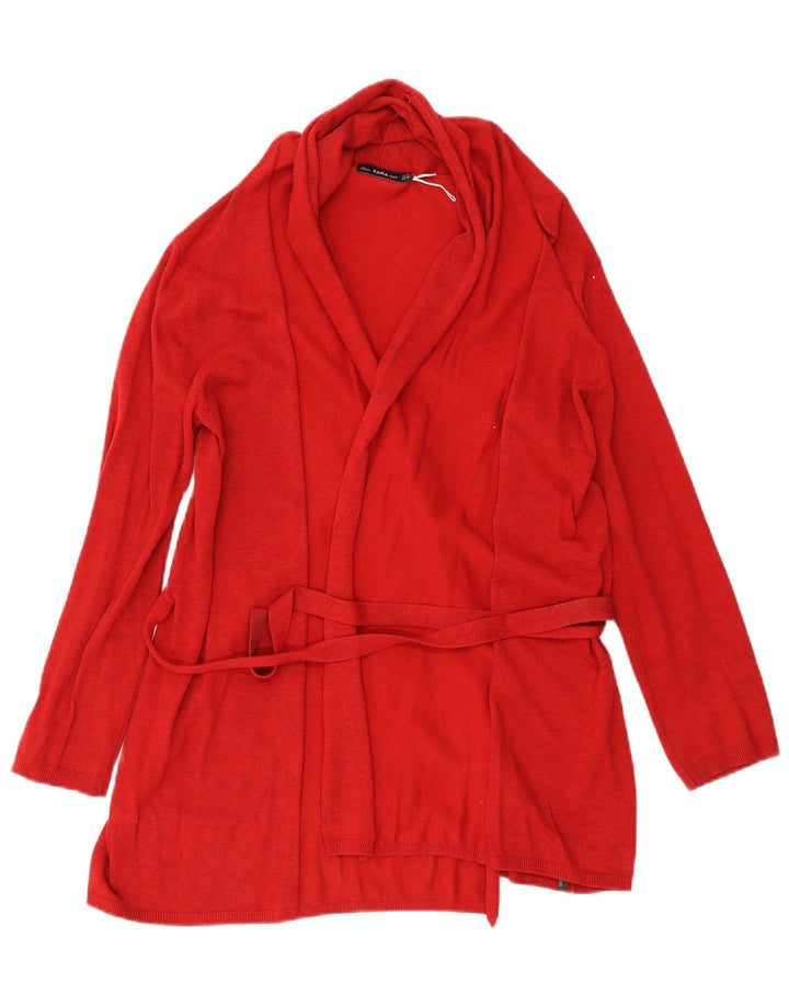 Zara Womens Cardigan Sweater UK 12 Medium Red Viscose