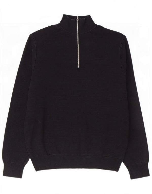 Zara Pull col zippé pour homme en coton noir Large