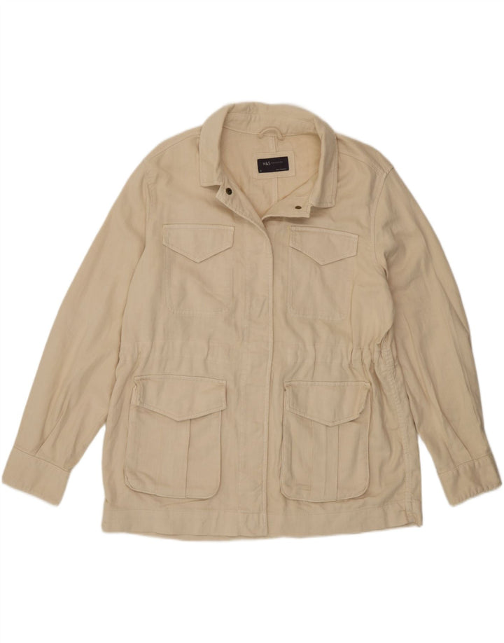 Marks & Spencer Womens Utility Jacket UK 14 Large Beige Cotton