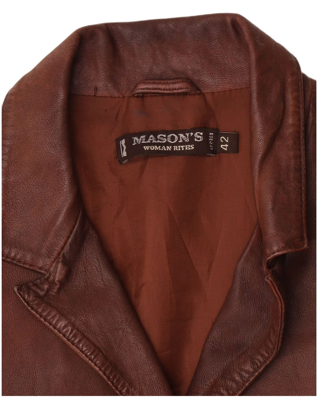 Mason's Womens 3 Button Leather Blazer Jacket IT 42 Medium Brown