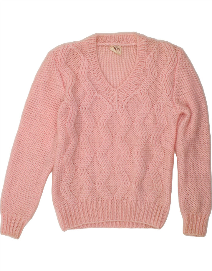 CONFEZIONI Womens V-Neck Jumper Sweater IT 42/44 Medium Pink Polyester Vintage Confezioni and Second-Hand Confezioni from Messina Hembry 