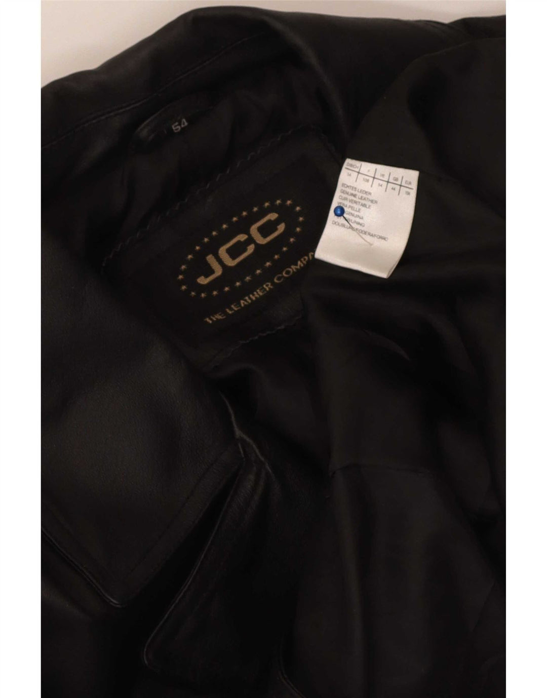 JCC Abrigo de cuero con doble botonadura para hombre UK 44 2XL Negro