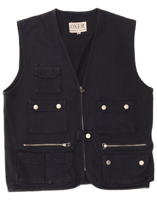 Gilet da uomo OXER UK 40 grande in cotone blu navy