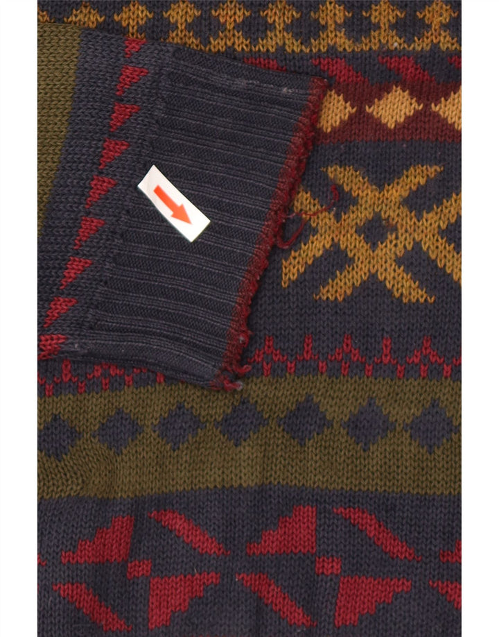 Maglione maglione girocollo da uomo Marks & Spencer grande motivo geometrico multicolore