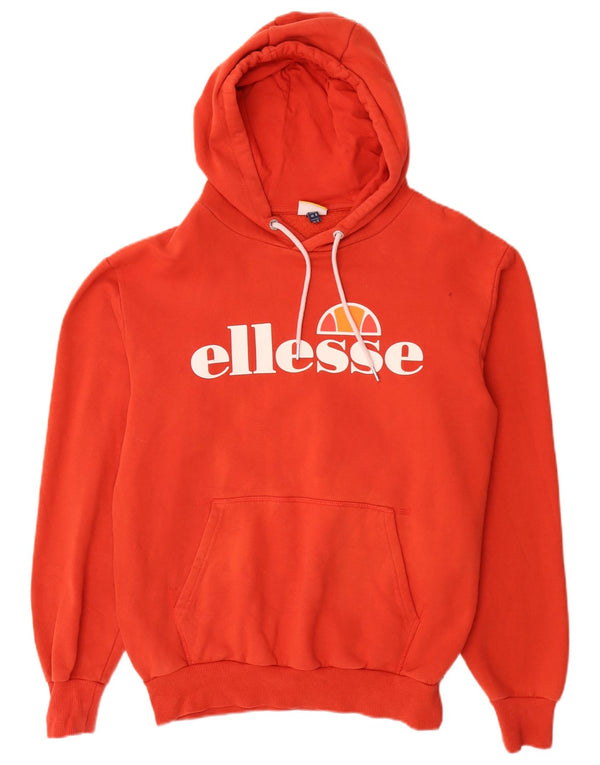 Ellesse Womens Graphic Loose Fit Hoodie Pullover UK 12 Mittelrote Baumwolle