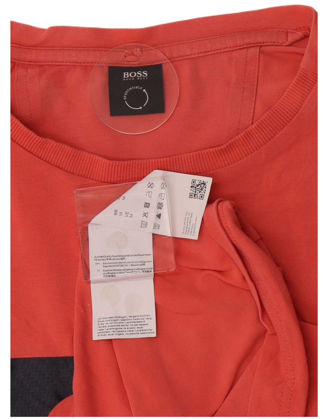 Hugo Boss Mens Graphic T-Shirt Top Medium Pink Cotton