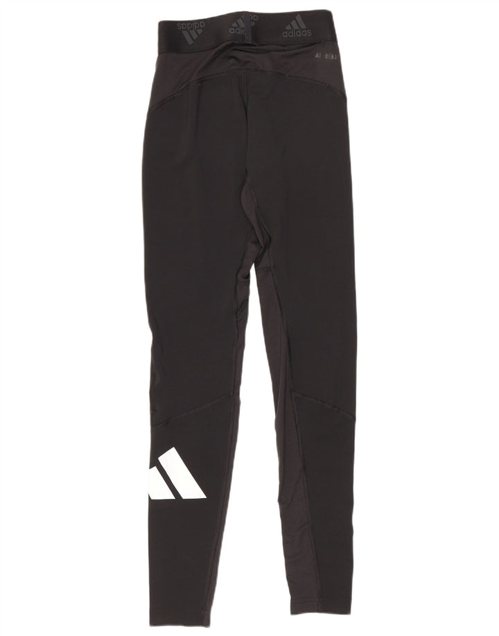 Adidas Womens Graphic Leggings UK 10 Small Black Polyester