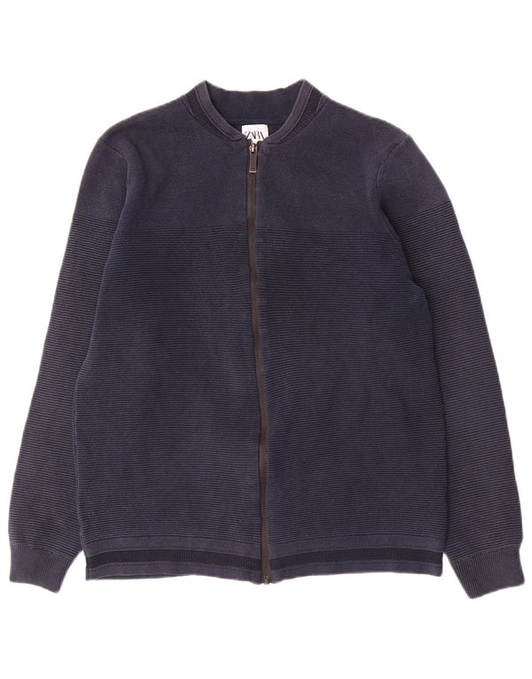 Maglione cardigan da uomo Zara gessato medio blu navy