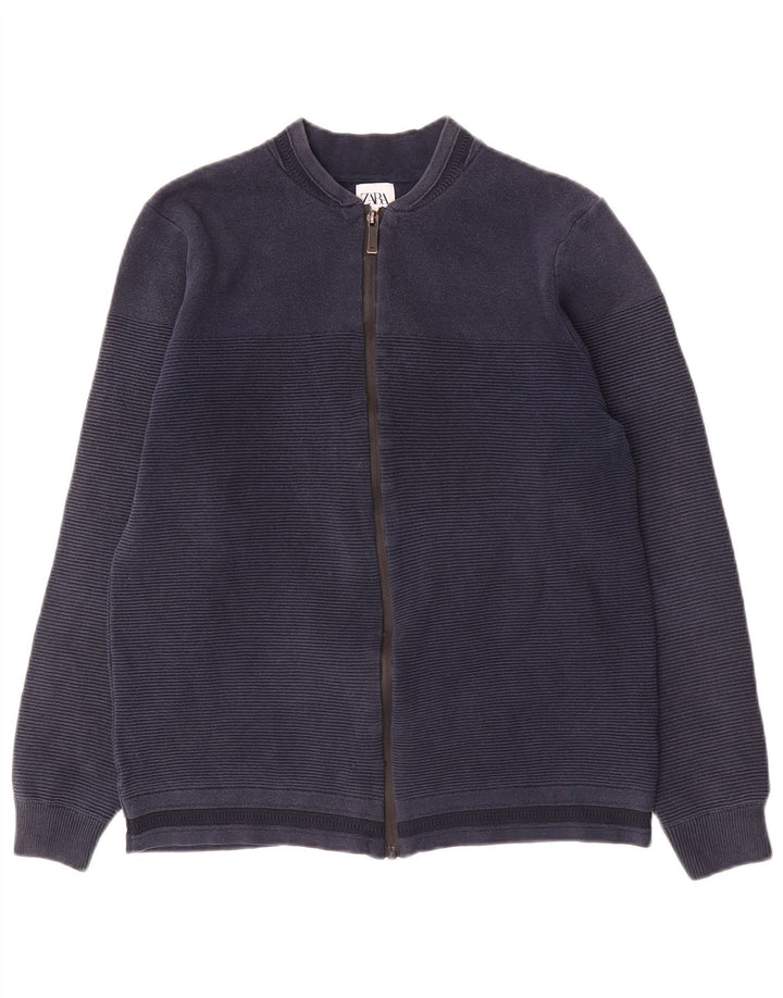 Maglione cardigan da uomo Zara gessato medio blu navy
