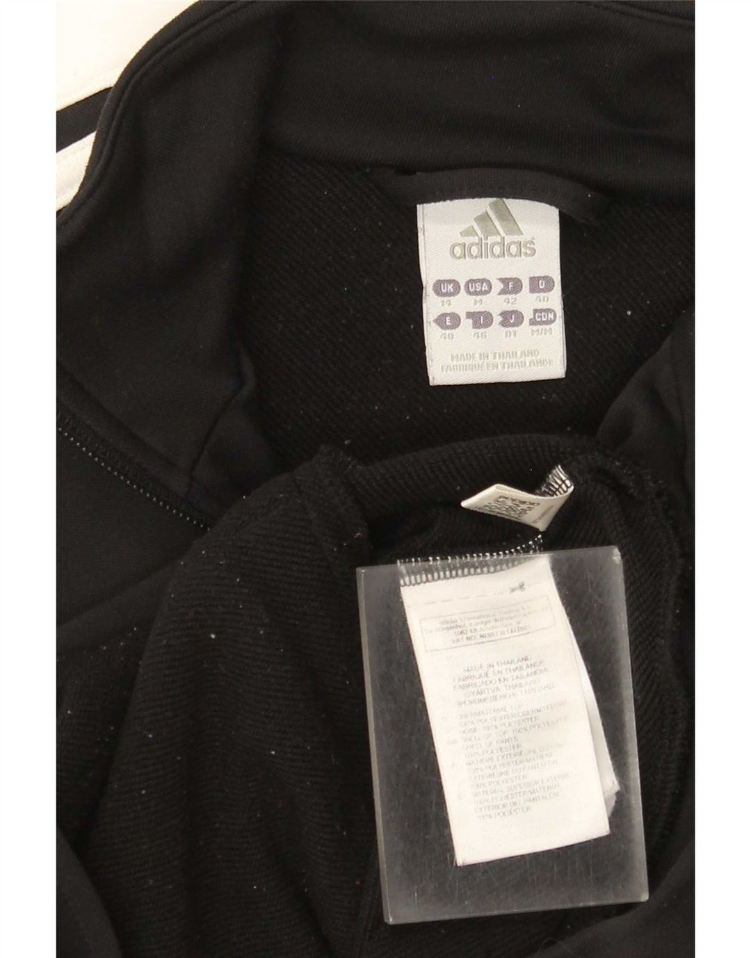 Adidas Womens Tracksuit Top Jacket UK 14 Medium Black Polyester