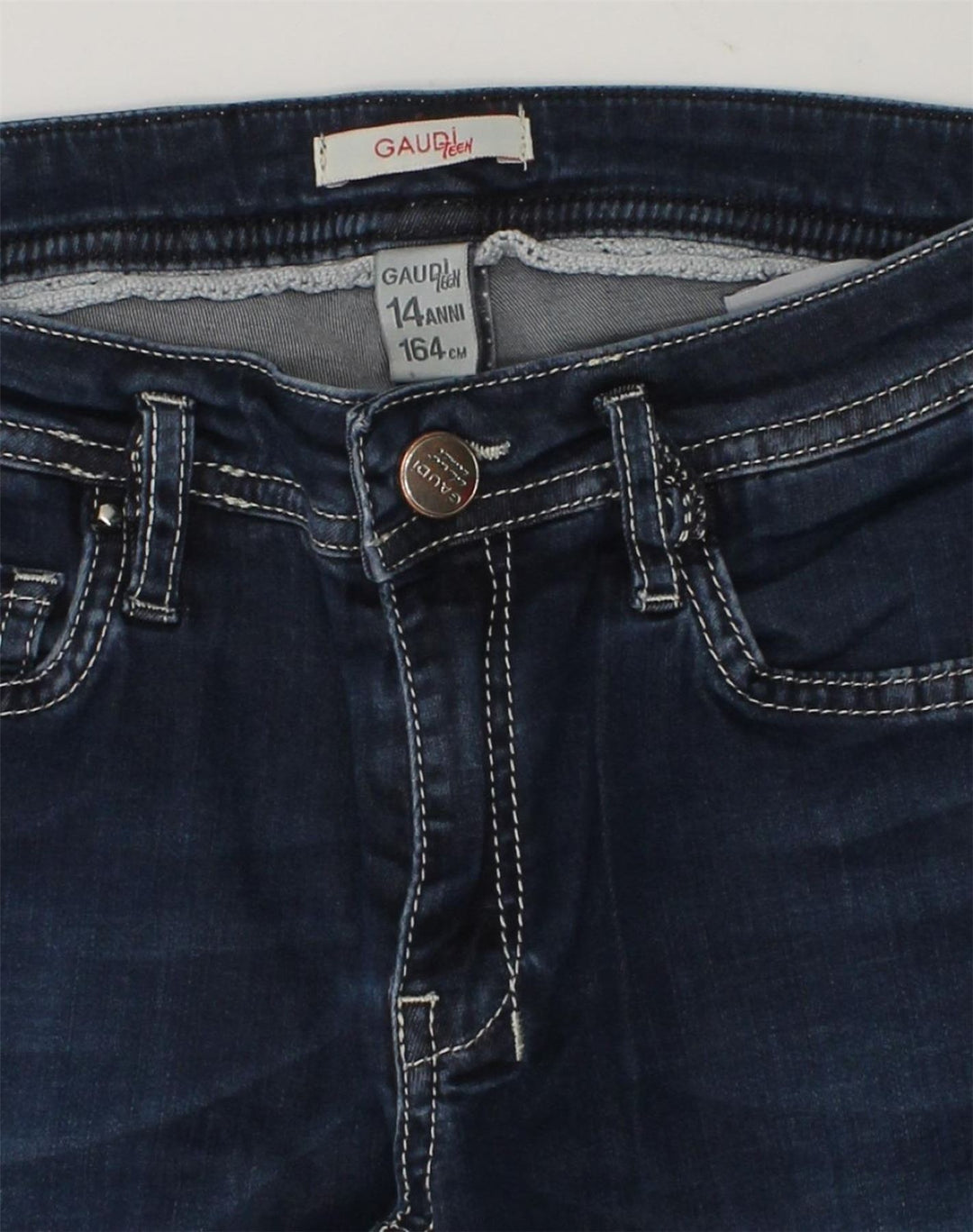 GAUDI Girls Straight Jeans 13-14 Years W26 L23  Navy Blue Cotton | Vintage Gaudi | Thrift | Second-Hand Gaudi | Used Clothing | Messina Hembry 