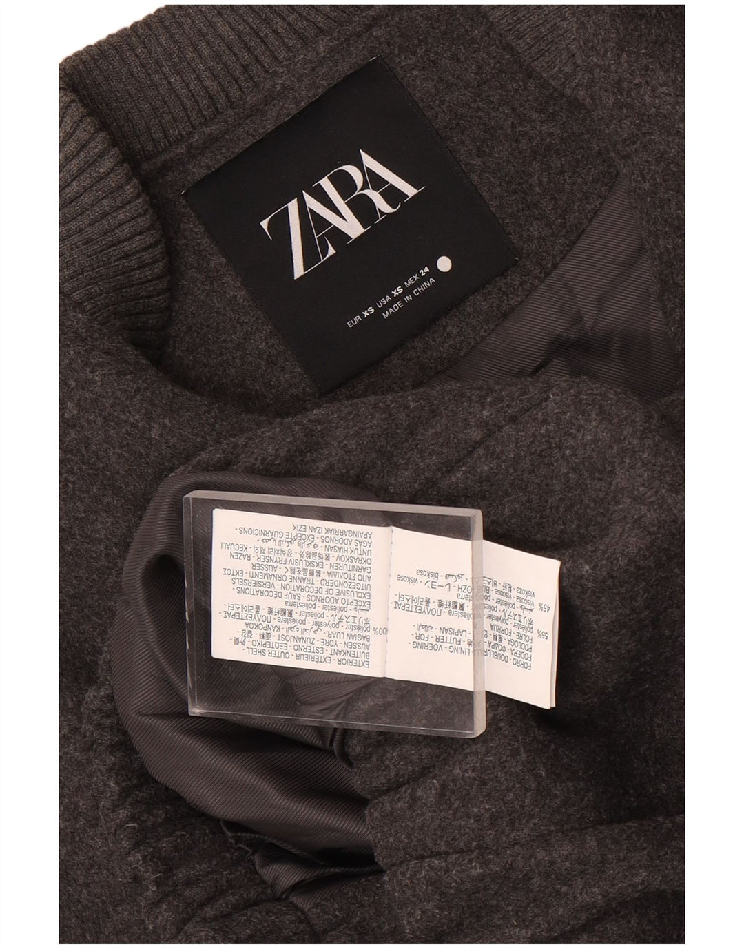 Женский бомбер оверсайз Zara UK 6 2XS Серый полиэстер