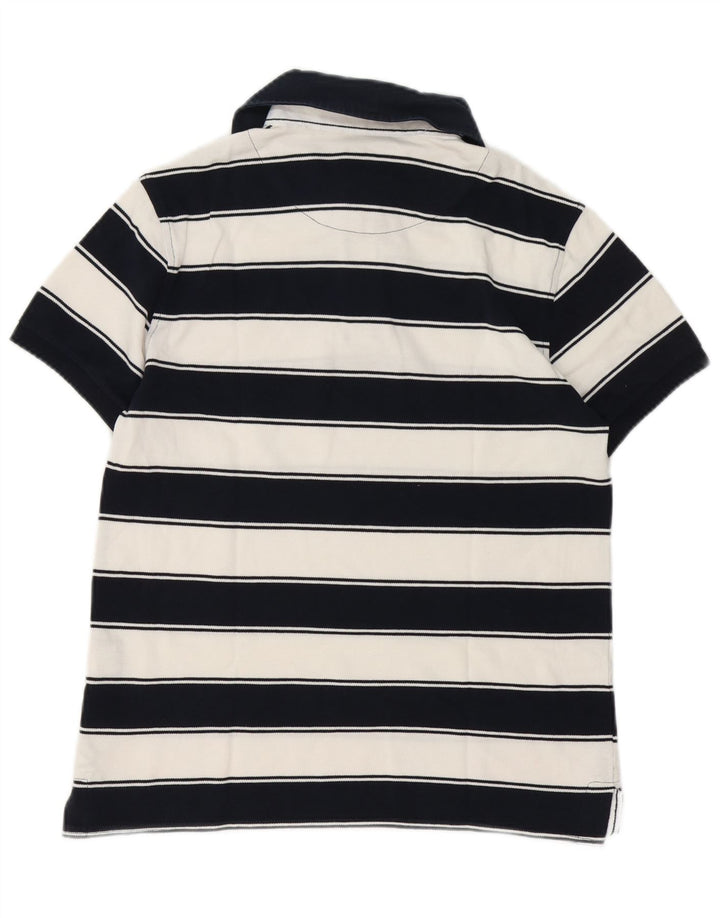 Slam Mens Polo Shirt Small White Striped Cotton