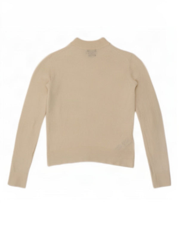 Damski sweter Massimo Dutti z dekoltem w szpic, UK 6 XS, biała wełna
