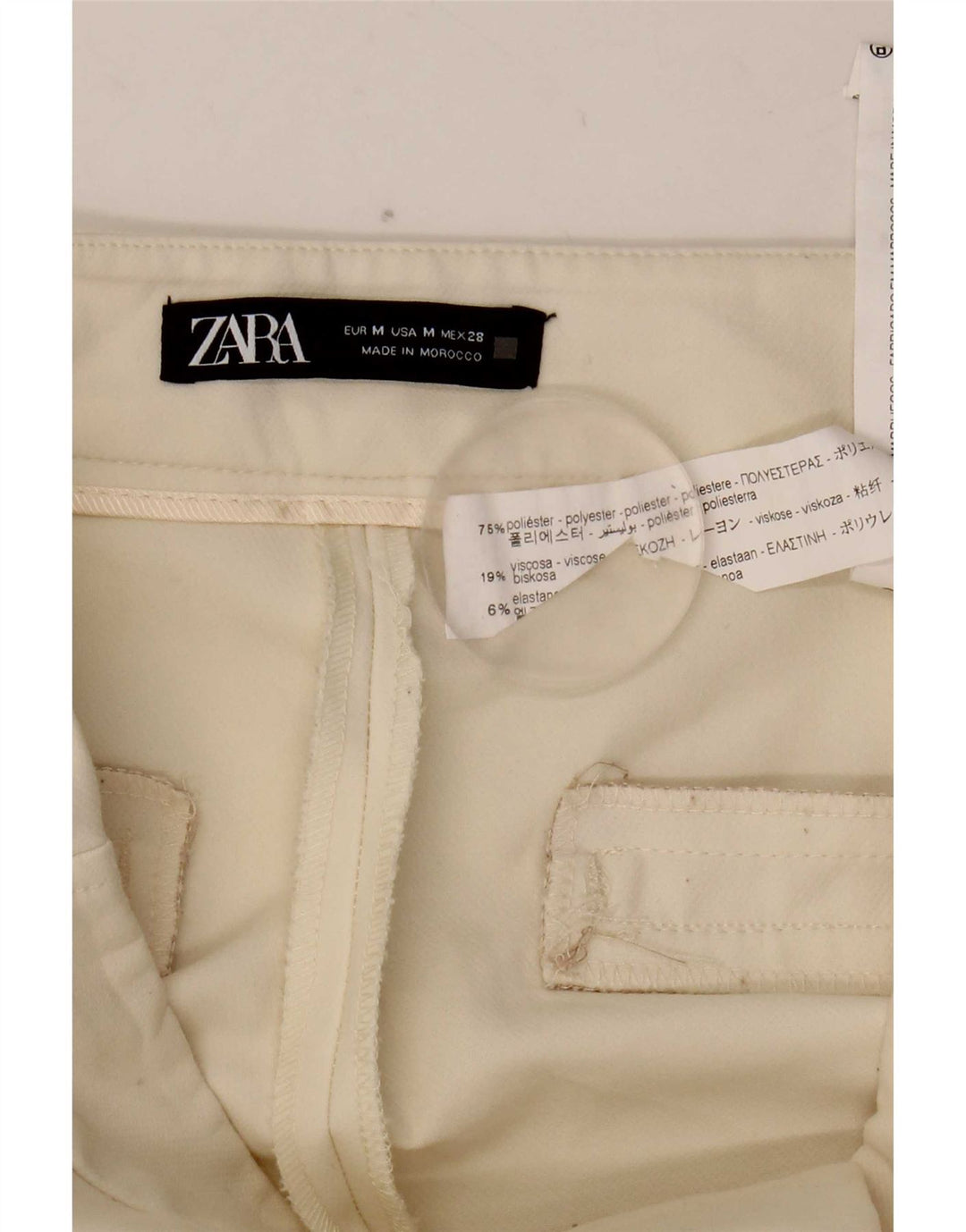 Zara Γυναικείο Bootcut Casual Παντελόνι Medium W28 L32 Λευκό Πολυεστέρας