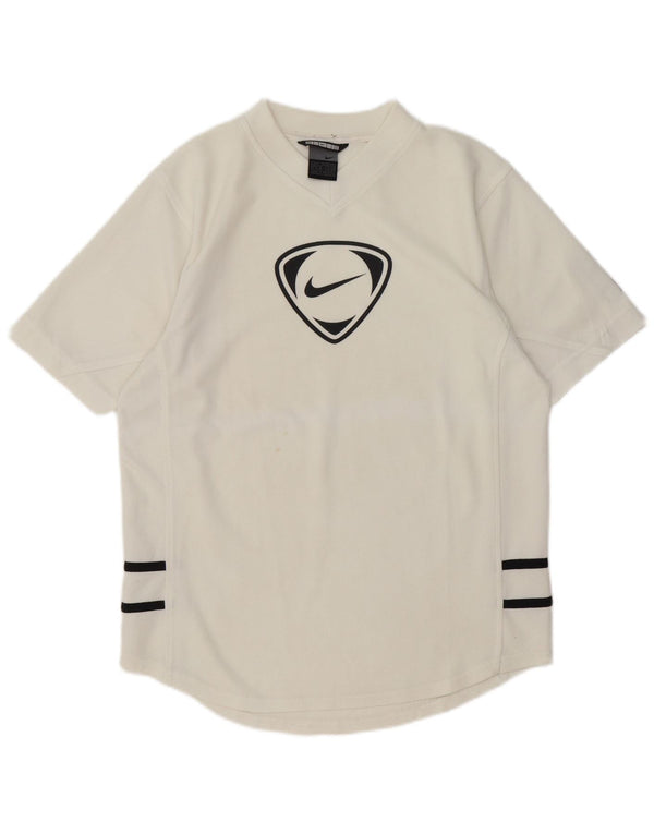 Nike Mens Graphic T-Shirt Top UK 36/38 Small White Striped Polyester